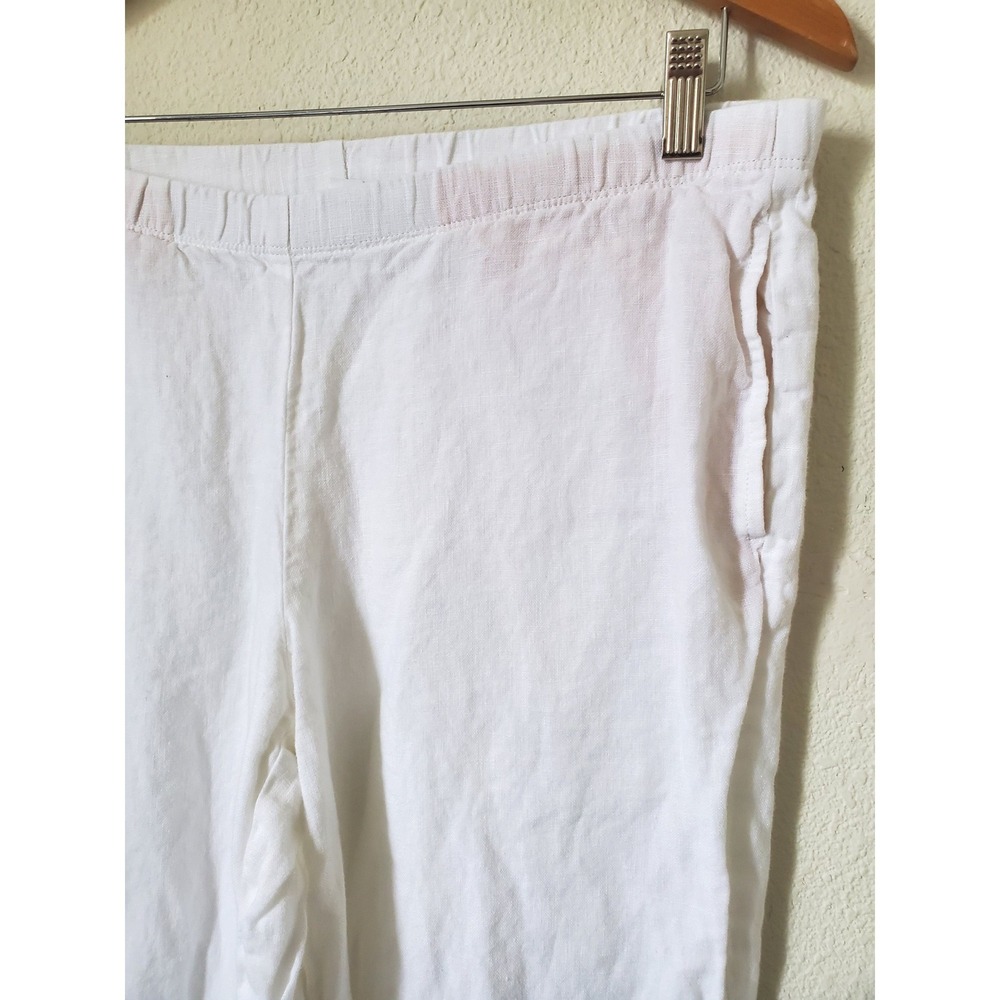 J jill Love Linen White Cropped Pants Elastic‎ Waist Straight Leg Small Petite - Picture 5 of 9